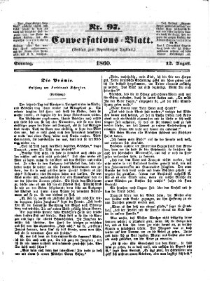 Regensburger Conversations-Blatt (Regensburger Tagblatt) Sonntag 12. August 1860