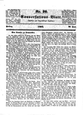 Regensburger Conversations-Blatt (Regensburger Tagblatt) Freitag 27. Juni 1862