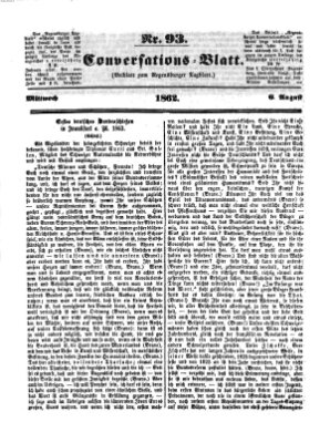 Regensburger Conversations-Blatt (Regensburger Tagblatt) Mittwoch 6. August 1862