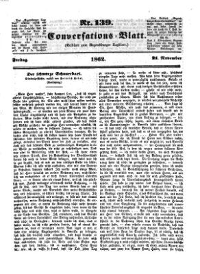 Regensburger Conversations-Blatt (Regensburger Tagblatt) Freitag 21. November 1862