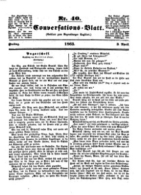 Regensburger Conversations-Blatt (Regensburger Tagblatt) Freitag 3. April 1863