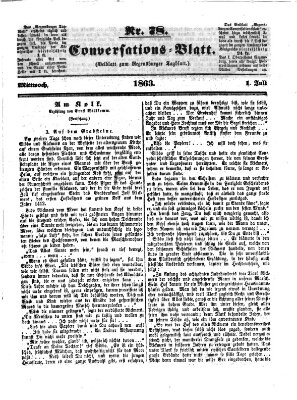 Regensburger Conversations-Blatt (Regensburger Tagblatt) Mittwoch 1. Juli 1863