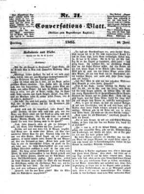 Regensburger Conversations-Blatt (Regensburger Tagblatt) Freitag 16. Juni 1865