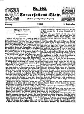 Regensburger Conversations-Blatt (Regensburger Tagblatt) Sonntag 3. September 1865