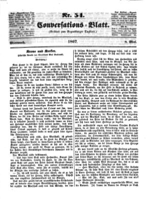 Regensburger Conversations-Blatt (Regensburger Tagblatt) Mittwoch 8. Mai 1867