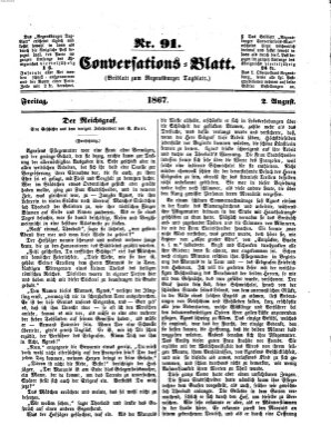 Regensburger Conversations-Blatt (Regensburger Tagblatt) Freitag 2. August 1867