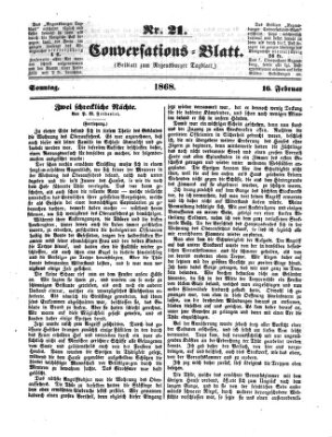 Regensburger Conversations-Blatt (Regensburger Tagblatt) Sonntag 16. Februar 1868