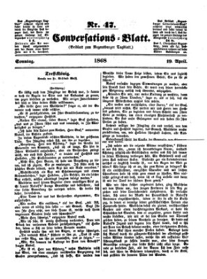 Regensburger Conversations-Blatt (Regensburger Tagblatt) Sonntag 19. April 1868