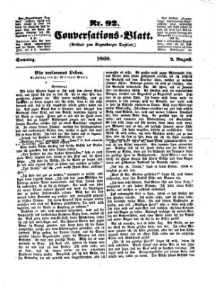 Regensburger Conversations-Blatt (Regensburger Tagblatt) Sonntag 2. August 1868