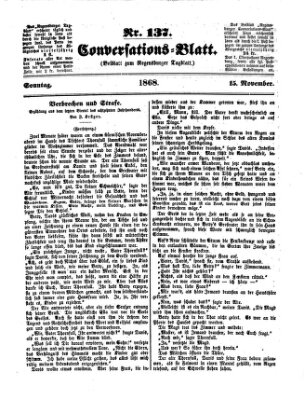 Regensburger Conversations-Blatt (Regensburger Tagblatt) Sonntag 15. November 1868