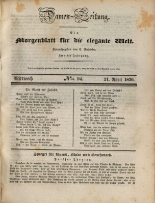 Damen-Zeitung Mittwoch 21. April 1830