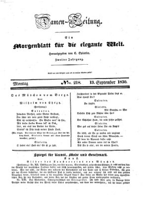 Damen-Zeitung Montag 13. September 1830