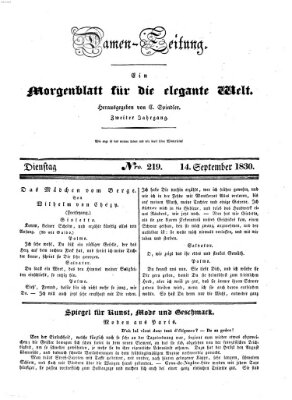 Damen-Zeitung Dienstag 14. September 1830