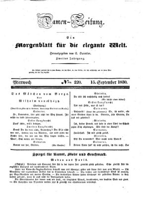 Damen-Zeitung Mittwoch 15. September 1830