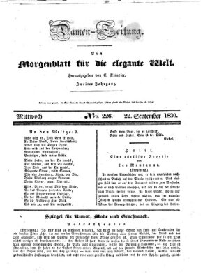 Damen-Zeitung Mittwoch 22. September 1830