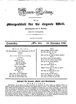 Damen-Zeitung Donnerstag 18. November 1830