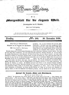 Damen-Zeitung Dienstag 30. November 1830