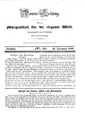 Damen-Zeitung Dienstag 21. Dezember 1830