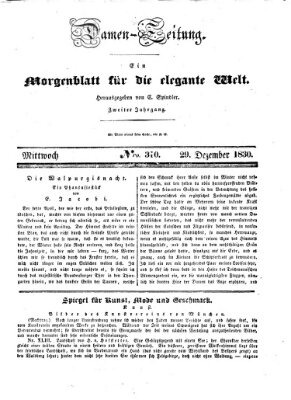 Damen-Zeitung Mittwoch 29. Dezember 1830