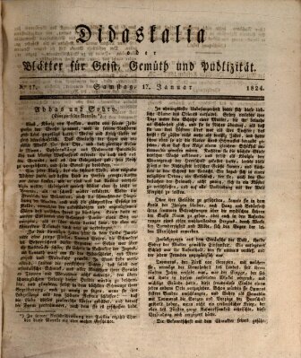 Didaskalia oder Blätter für Geist, Gemüth und Publizität (Didaskalia) Samstag 17. Januar 1824