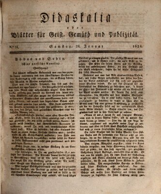 Didaskalia oder Blätter für Geist, Gemüth und Publizität (Didaskalia) Samstag 24. Januar 1824