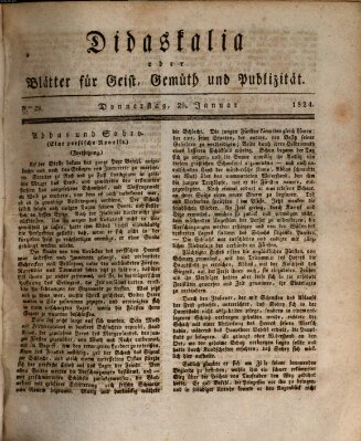 Didaskalia oder Blätter für Geist, Gemüth und Publizität (Didaskalia) Donnerstag 29. Januar 1824