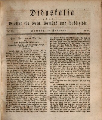 Didaskalia oder Blätter für Geist, Gemüth und Publizität (Didaskalia) Samstag 28. Februar 1824