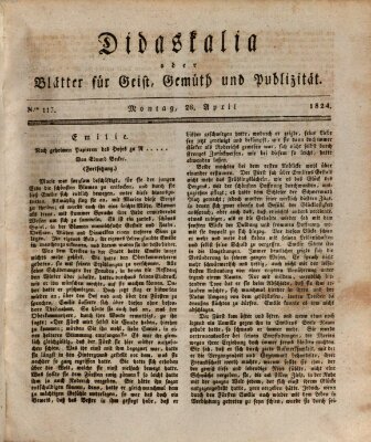 Didaskalia oder Blätter für Geist, Gemüth und Publizität (Didaskalia) Montag 26. April 1824