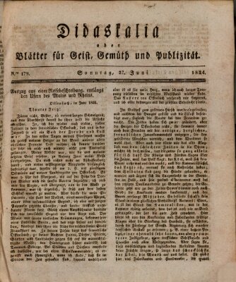 Didaskalia oder Blätter für Geist, Gemüth und Publizität (Didaskalia) Sonntag 27. Juni 1824