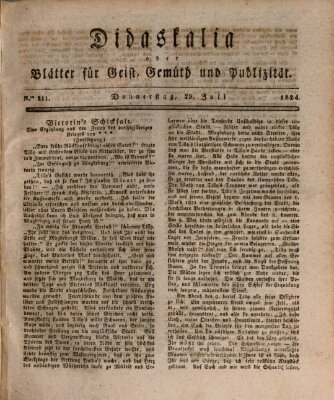 Didaskalia oder Blätter für Geist, Gemüth und Publizität (Didaskalia) Donnerstag 29. Juli 1824