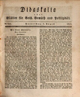 Didaskalia oder Blätter für Geist, Gemüth und Publizität (Didaskalia) Donnerstag 5. August 1824