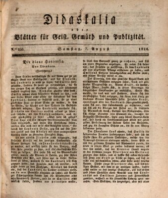 Didaskalia oder Blätter für Geist, Gemüth und Publizität (Didaskalia) Samstag 7. August 1824