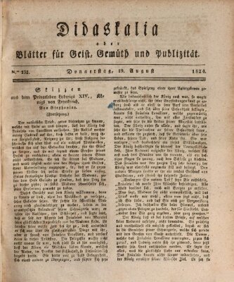 Didaskalia oder Blätter für Geist, Gemüth und Publizität (Didaskalia) Donnerstag 19. August 1824