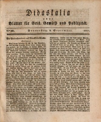 Didaskalia oder Blätter für Geist, Gemüth und Publizität (Didaskalia) Donnerstag 2. September 1824