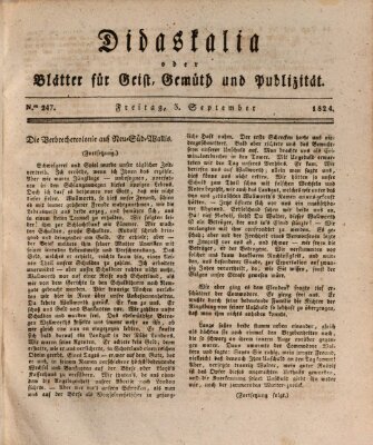 Didaskalia oder Blätter für Geist, Gemüth und Publizität (Didaskalia) Freitag 3. September 1824