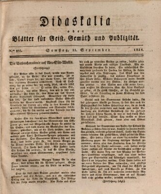 Didaskalia oder Blätter für Geist, Gemüth und Publizität (Didaskalia) Samstag 11. September 1824