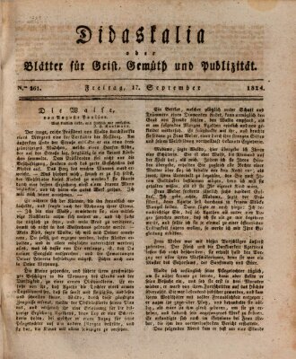 Didaskalia oder Blätter für Geist, Gemüth und Publizität (Didaskalia) Freitag 17. September 1824