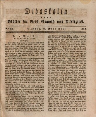 Didaskalia oder Blätter für Geist, Gemüth und Publizität (Didaskalia) Samstag 18. September 1824