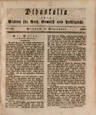 Didaskalia oder Blätter für Geist, Gemüth und Publizität (Didaskalia) Montag 20. September 1824