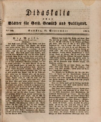 Didaskalia oder Blätter für Geist, Gemüth und Publizität (Didaskalia) Samstag 25. September 1824