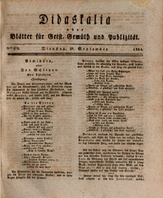 Didaskalia oder Blätter für Geist, Gemüth und Publizität (Didaskalia) Dienstag 28. September 1824