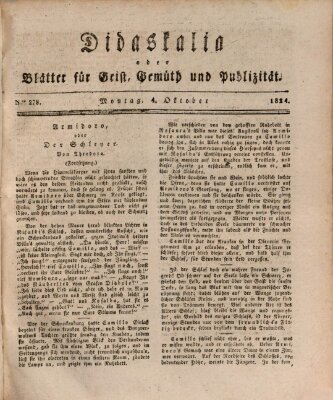 Didaskalia oder Blätter für Geist, Gemüth und Publizität (Didaskalia) Montag 4. Oktober 1824