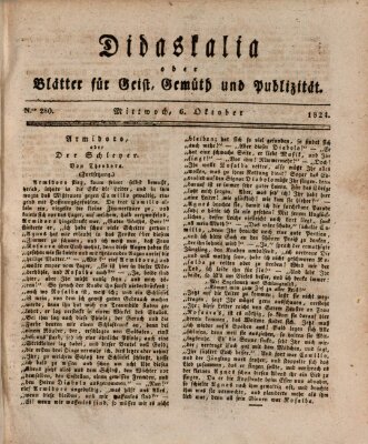 Didaskalia oder Blätter für Geist, Gemüth und Publizität (Didaskalia) Mittwoch 6. Oktober 1824