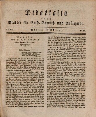 Didaskalia oder Blätter für Geist, Gemüth und Publizität (Didaskalia) Montag 18. Oktober 1824