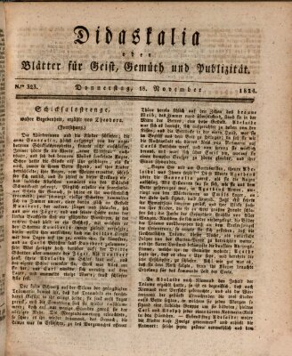 Didaskalia oder Blätter für Geist, Gemüth und Publizität (Didaskalia) Donnerstag 18. November 1824