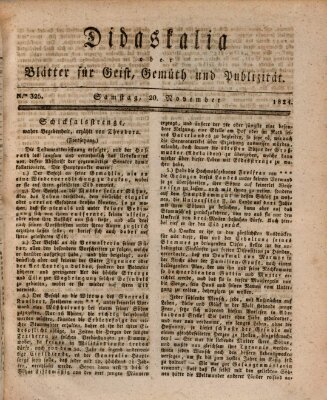 Didaskalia oder Blätter für Geist, Gemüth und Publizität (Didaskalia) Samstag 20. November 1824