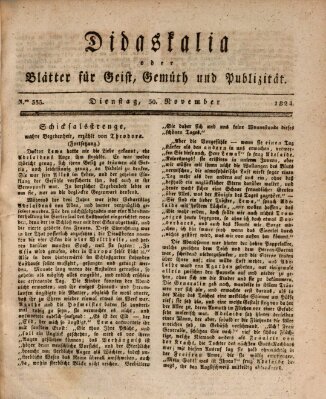 Didaskalia oder Blätter für Geist, Gemüth und Publizität (Didaskalia) Dienstag 30. November 1824