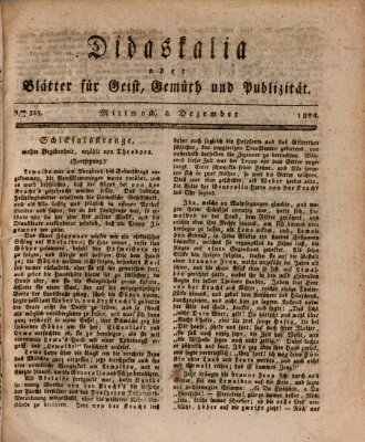 Didaskalia oder Blätter für Geist, Gemüth und Publizität (Didaskalia) Mittwoch 8. Dezember 1824