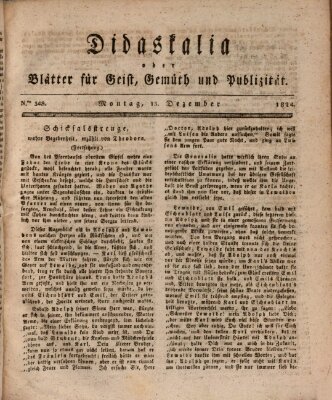 Didaskalia oder Blätter für Geist, Gemüth und Publizität (Didaskalia) Montag 13. Dezember 1824