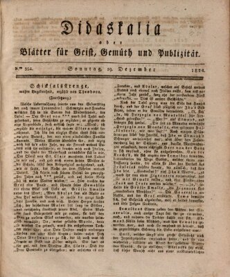 Didaskalia oder Blätter für Geist, Gemüth und Publizität (Didaskalia) Sonntag 19. Dezember 1824